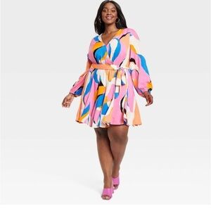 Women's Balloon Long Sleeve Woven
Dress - Ava & Viv new